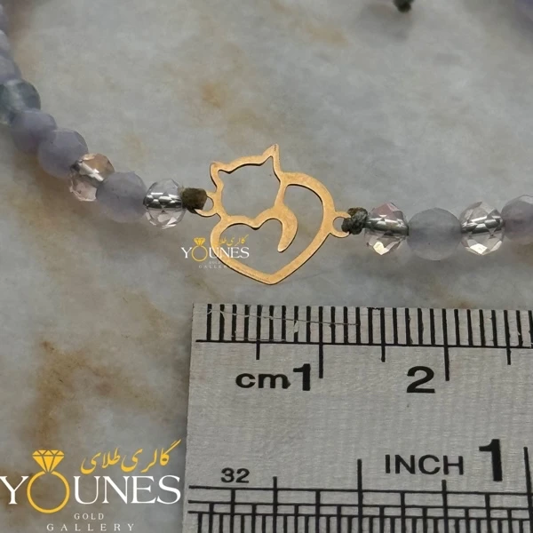 دستبند گربه و قلب طلا لیزری